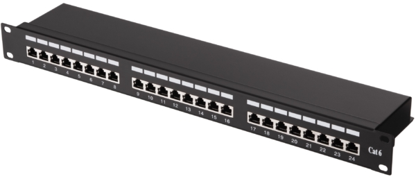 Патч-панель 2E САТ 6, FTP, 19″, 1U, 24 порти, зібрана