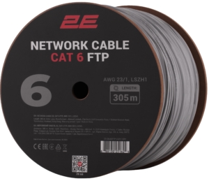 CAT 6 FTP, 305m, AWG 23/1, LSZH-1 Drums+Carton packing |  gray