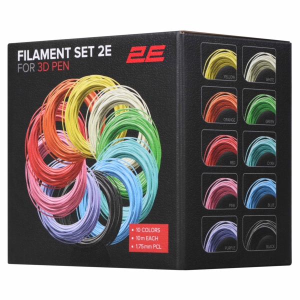 Картридж 2E для 3D ручки PCL, 1.75мм, 10шт, микс