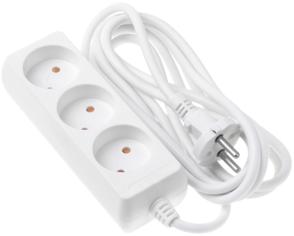 2E Power Strip 3хType C, 2х1mm2, 10A, 3m, white
