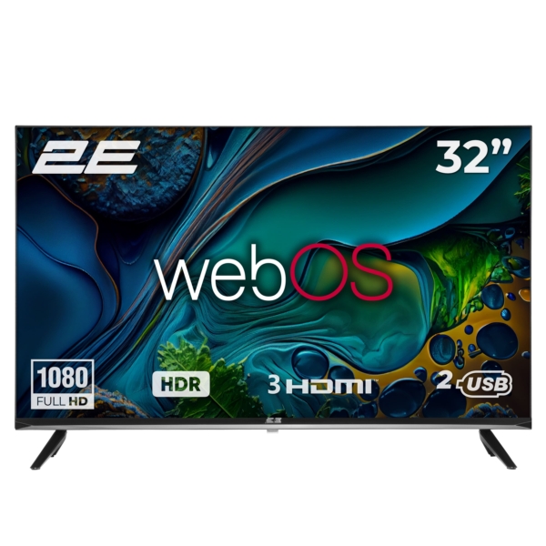 Телевізор 32″ 2E LED FHD 60Hz Smart WebOS Black