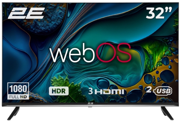Телевізор 32″ 2E LED FHD 60Hz Smart WebOS Black
