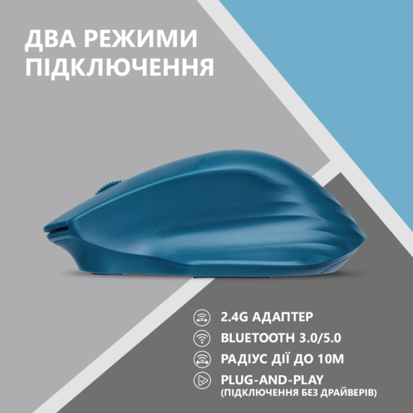 Мышь 2E MF280 Silent, WL/BT, синий
