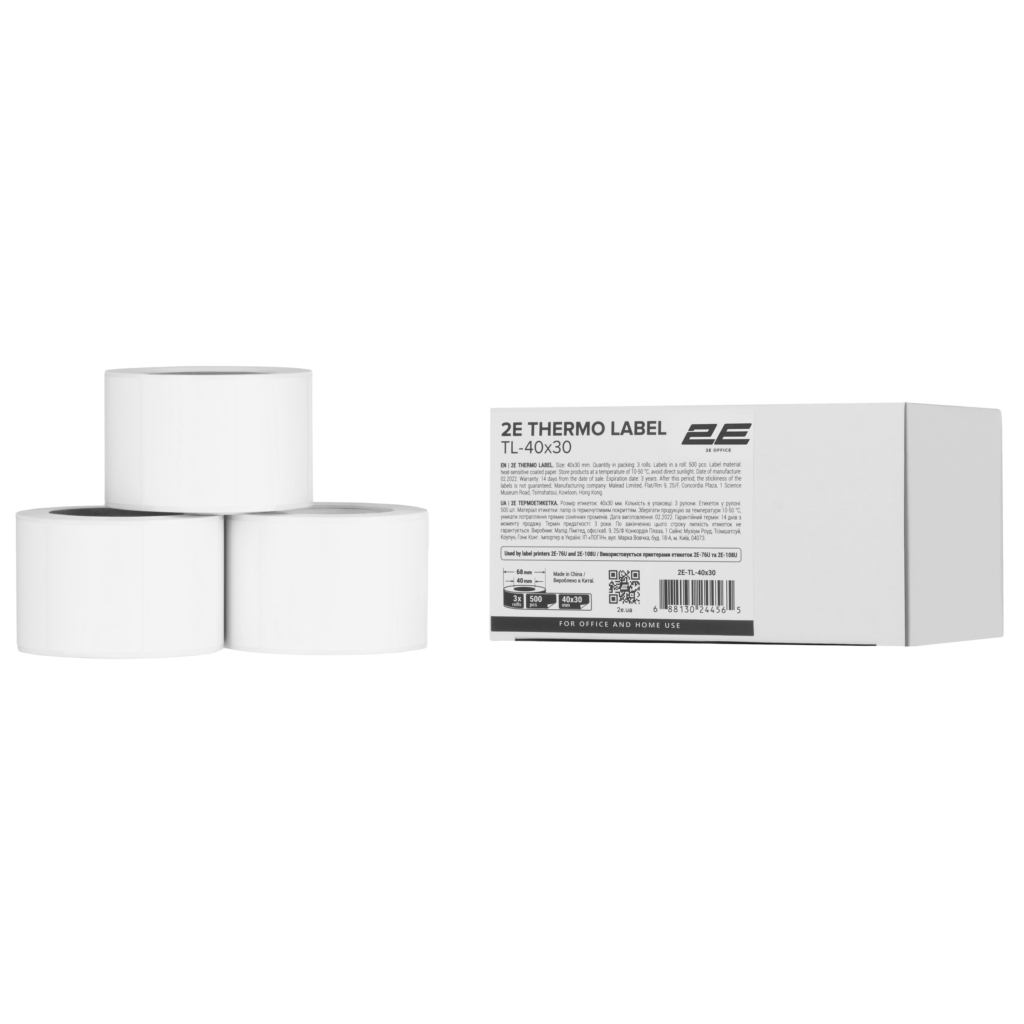 Термоетикетка 2E TL-40×30 500ет (3 рулони)