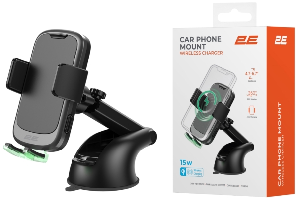Автомобильный держатель смартфона 2Е автоматический/беспроводная зарядка