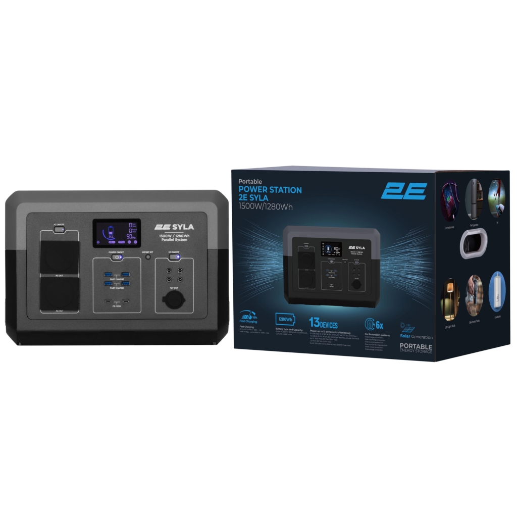 Portable Power Station 2E Syla, 1500 W, 1280 Wh, WiFi/BT, Parallel System, Fast Charging