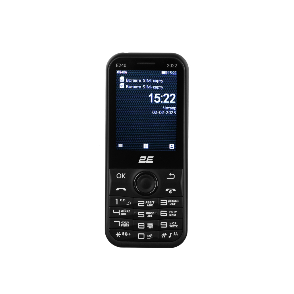 Мобільний телефон 2E E240 2022 2.4″ 2SIM, 1000мА•год, чорний