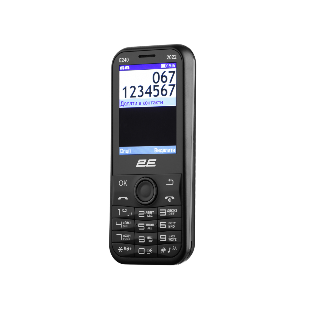Мобільний телефон 2E E240 2022 2.4″ 2SIM, 1000мА•год, чорний