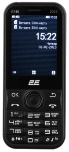 Мобільний телефон 2E E240 2022 2.4″ 2SIM, 1000мА•год, чорний