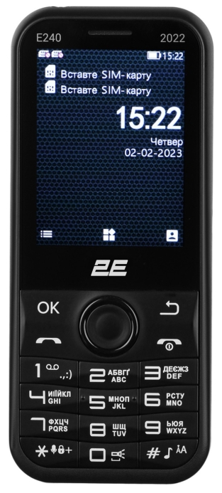 Мобільний телефон 2E E240 2022 2.4″ 2SIM, 1000мА•год, чорний