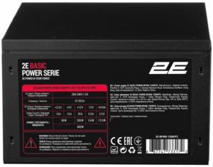 Блок живлення 2E Basic Power  (400W), 80%, 120мм, 1xMB 24pin(20+4), 1xCPU 8pin(4+4), 3xMolex, 4xSATA, 1xPCIe 8pin(6+2)