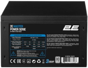 Блок живлення 2E Master Power  (550W), >80%, 80+ White, 120мм, 1xMB 24pin(20+4), 1xCPU 8pin(4+4), 3xMolex, 5xSATA, 2xPCIe 8pin(6+2)
