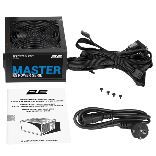 2E PSU Master Power  (750W), >80%, 80+ White, 120mm, 1xMB 24pin(20+4), 1xCPU 8pin(4+4), 3xMolex, 5xSATA, 4xPCIe 8pin(6+2)