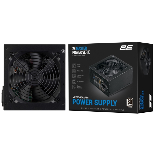 2E PSU Master Power  (750W), >80%, 80+ White, 120mm, 1xMB 24pin(20+4), 1xCPU 8pin(4+4), 3xMolex, 5xSATA, 4xPCIe 8pin(6+2)