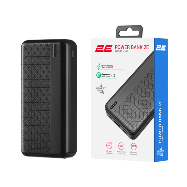 2E Power Bank Geometry 20000mAh PD, QC 18W, black