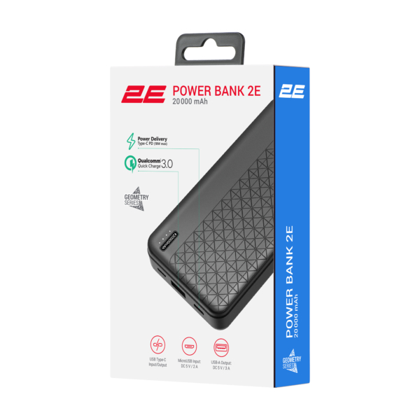 2E Power Bank Geometry 20000mAh PD, QC 18W, black