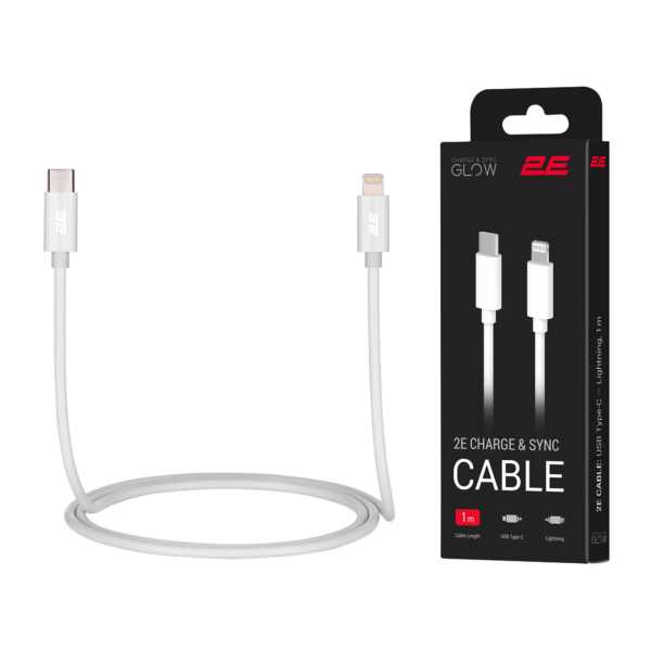 2E Кабель USB-C — Lightning Glow 1m White
