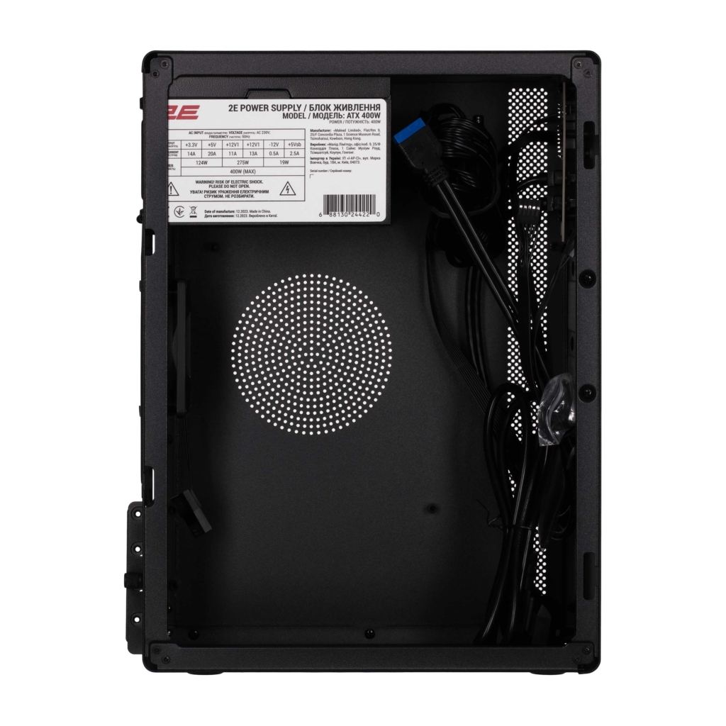 Корпус 2E Credo V200B-400 с БП 2E ATX400, 2xUSB3.0, 1×80мм, VGA 250мм, mATX, чёрный