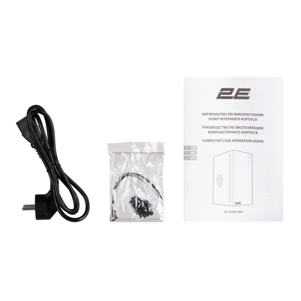 Корпус 2E Credo V200B-400 з БЖ 2E ATX400, 2xUSB3.0, 1×80мм, VGA 250мм, mATX, чорний