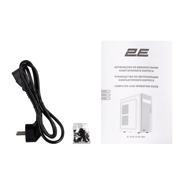 2E PC case Alfa E185-400 with PSU 2E ATX400W, 1xUSB3.0, 2xUSB2.0, VGA 310mm, ATX, black