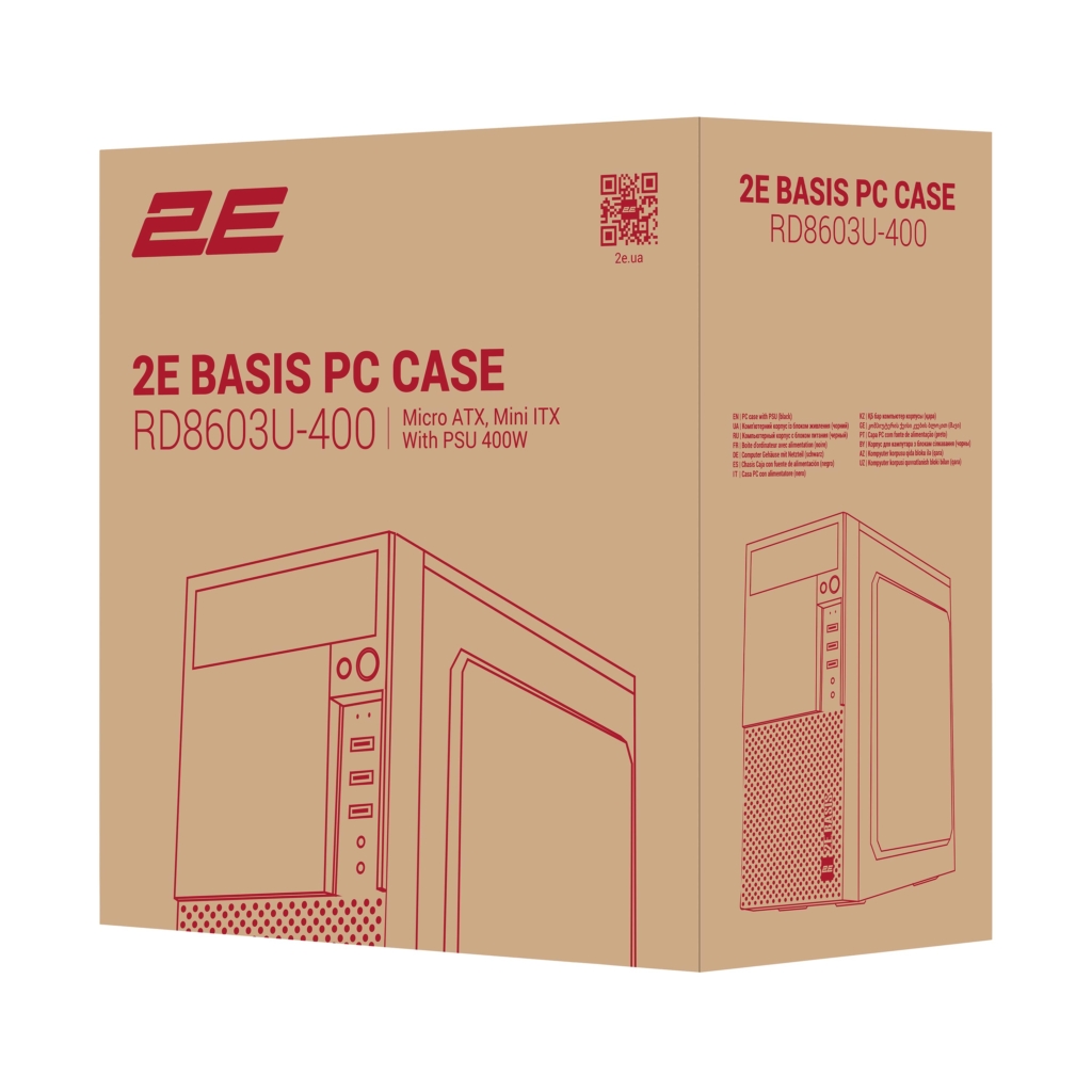 2E PC case Basis RD8603U-400 with PSU 2E ATX400W, 1xUSB3.0, 2xUSB2.0, VGA 320mm, mATX, black
