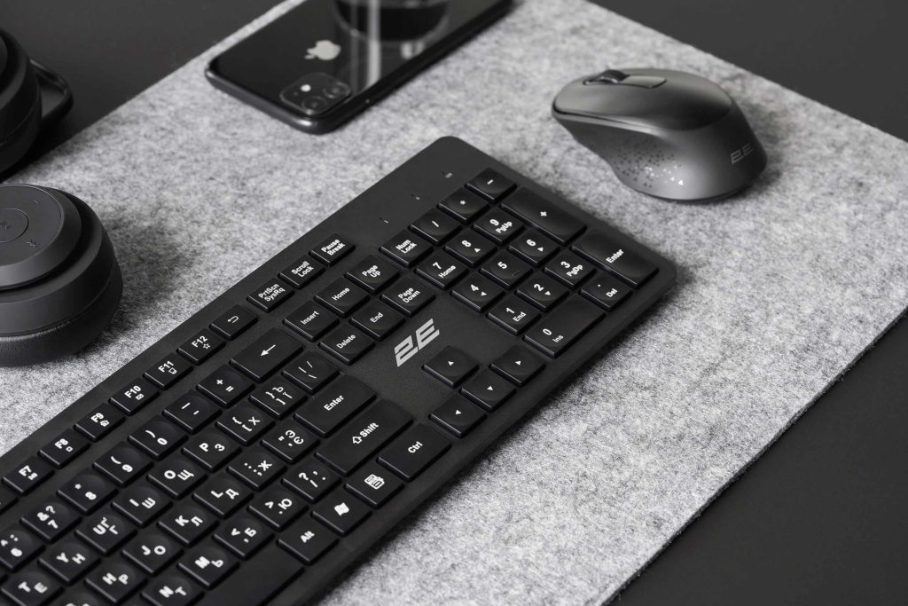 2E Комплект клавиатура и мышь MK420 WL, EN/UK/RU, чёрный