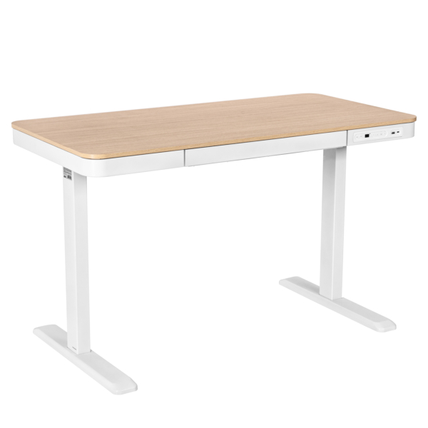 2E Computer table CE218D-MOTORIZED, height adjustment, electric motor 220V, (USB-A/USB-C), 72/120х118x60cm, beige