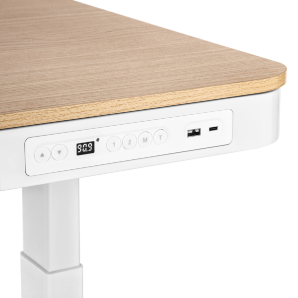2E Computer table CE218D-MOTORIZED, height adjustment, electric motor 220V, (USB-A/USB-C), 72/120х118x60cm, beige