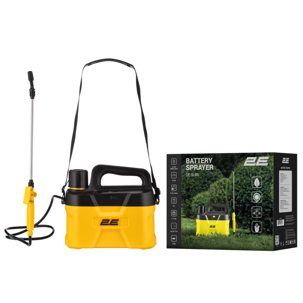 Обприскувач акумуляторний 2E AquaSpray 5LR 5л 3.7В Li-ion 1х2500мА·год 2бар 0.8л/хв 1.3кг