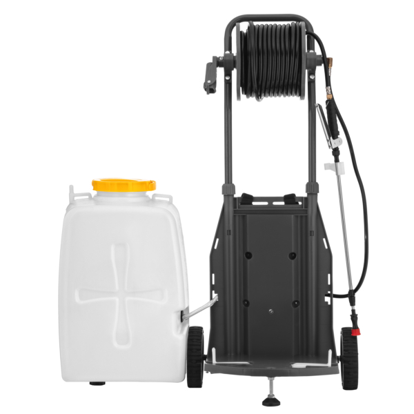 Обприскувач акумуляторний 2E AquaSpray 40LRC 40л 12В 1х12А·год 7бар 6л·хв вольтметр колеса котушка шланг 30м 16кг