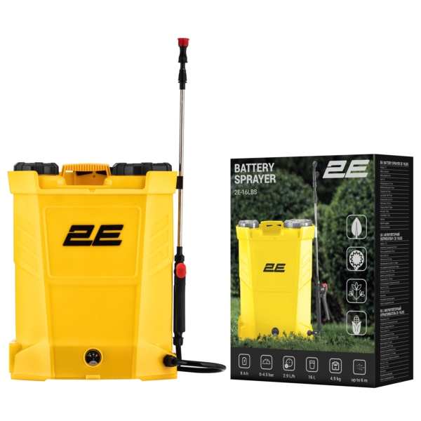 Обприскувач акумуляторний 2E AquaSpray 16LR 16л 12В 1х8А·год 4.5бар 2.9л·хв вольтметр 4.9кг