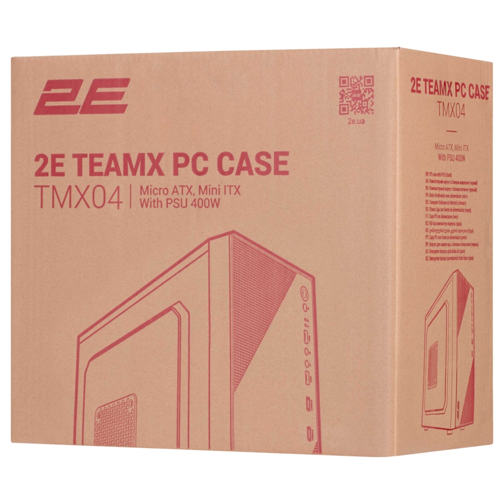 2E PC case TeamX TMX04 with 2E ATX400W, 2xUSB2.0, 1x80mm, VGA 220mm, mATX, black