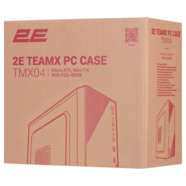 2E PC case TeamX TMX04 with 2E ATX400W, 2xUSB2.0, 1x80mm, VGA 220mm, mATX, black