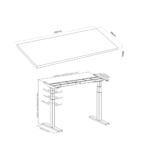 2E Computer table CE150WDARK-MOTORIZED, height adjustment, electric motor 220V, 62/128×150х75cm, Wood Dark