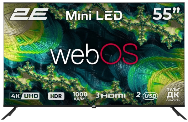 Телевізор 55″ 2E MiniLED 4K 60Hz Smart WebOS Black