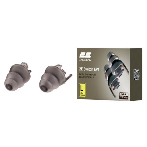 2E Tactical Бервуха захисні Switch EP1 Black з перемикачем, розмір L, NRR 22/14 dB, пасивні