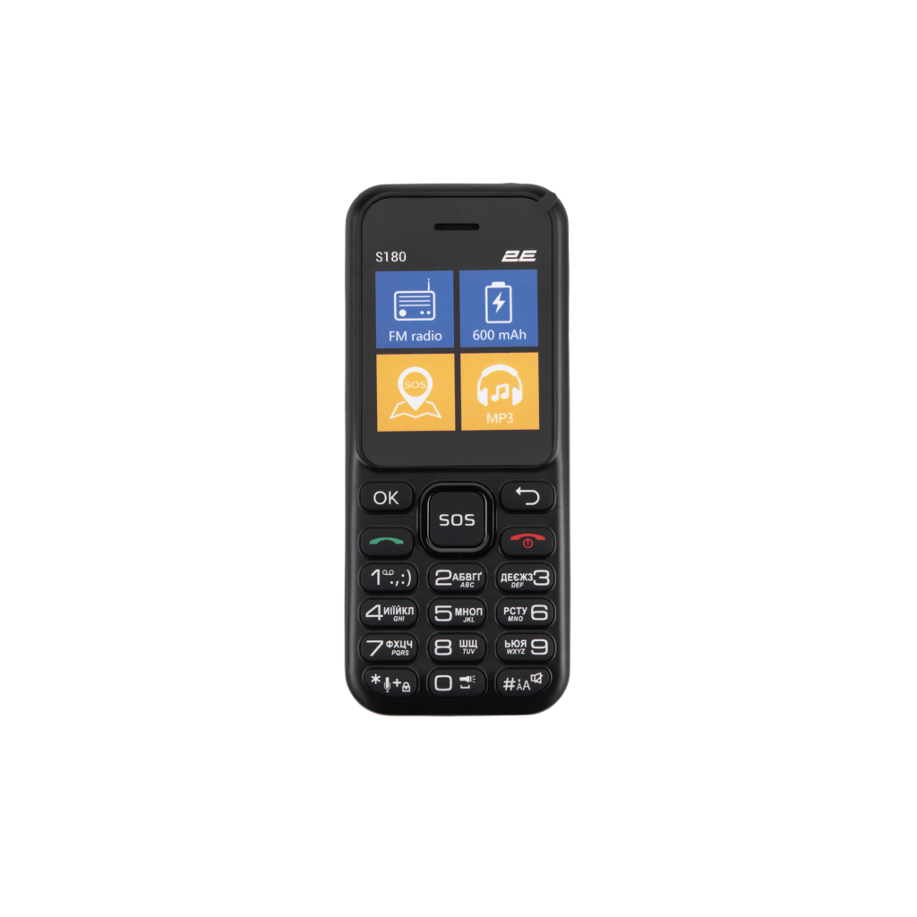 Мобільний телефон 2E S180 2024 1.77″ 2SIM, 600мА•год, чорний