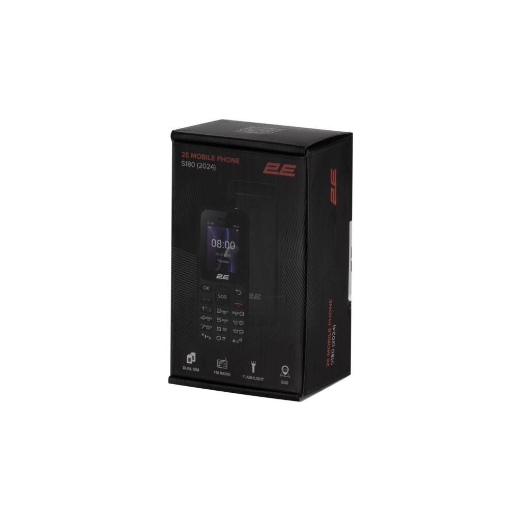 Мобільний телефон 2E S180 2024 1.77″ 2SIM, 600мА•год, чорний