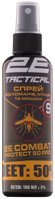 2E Tactical Спрей від комарів, кліщів та мошки Combat Protect 50 Pro, 100 мл