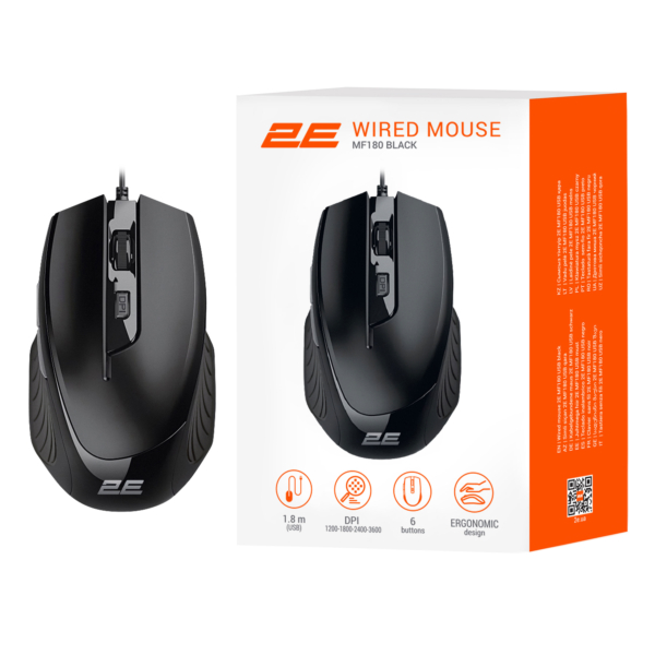 2E Mouse MF180, USB-A, black