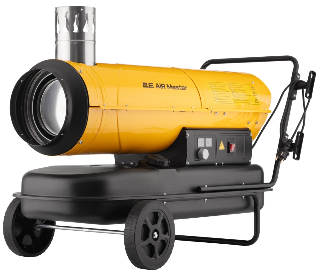 Теплова гармата дизель/гас 2E PowerHeat D30i, непрямого нагріву, 30кВт, 400м кв, 780м куб/год, колеса, IPX4, жовтий