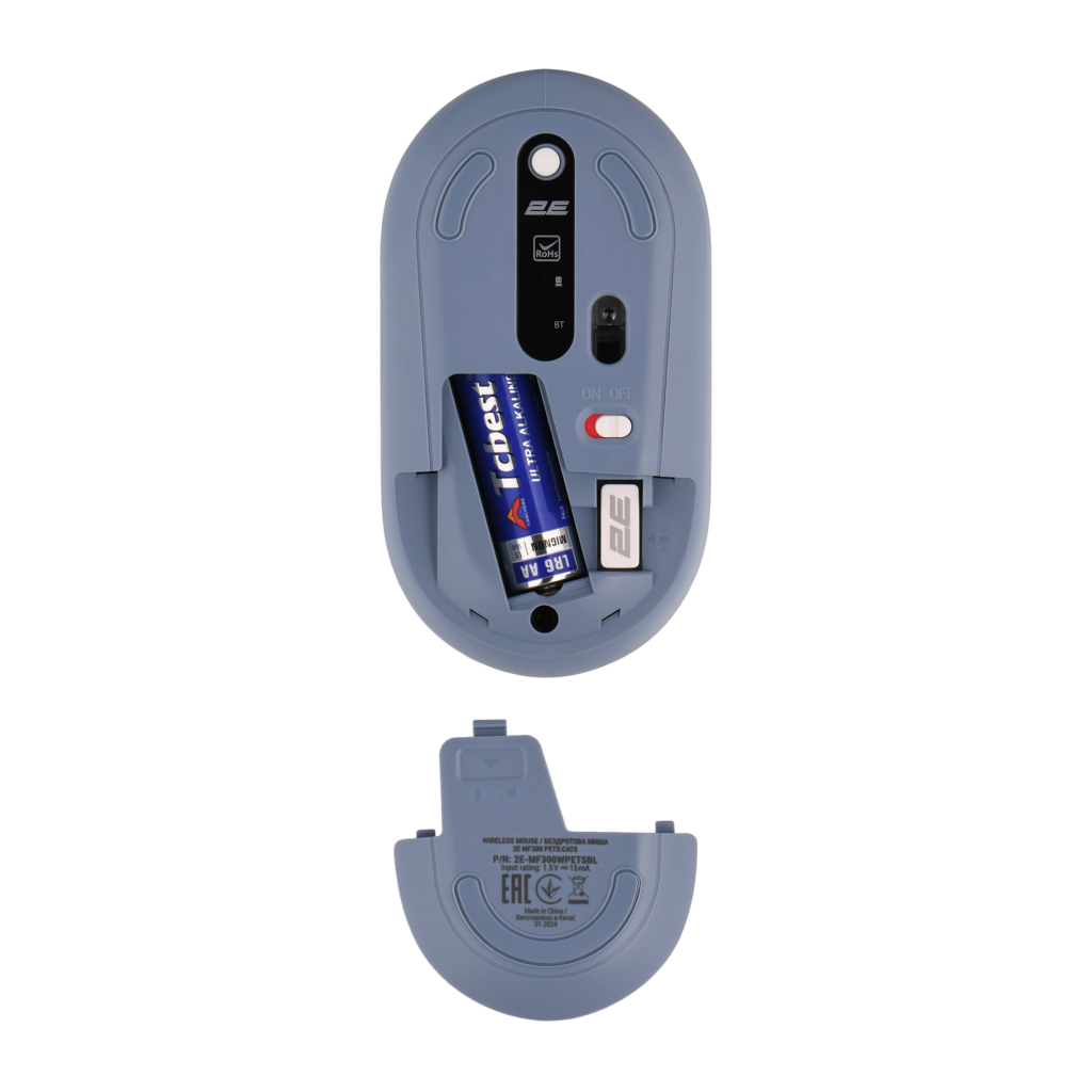 Мышь 2E MF300 PETS:CATS Silent WL BT, синий