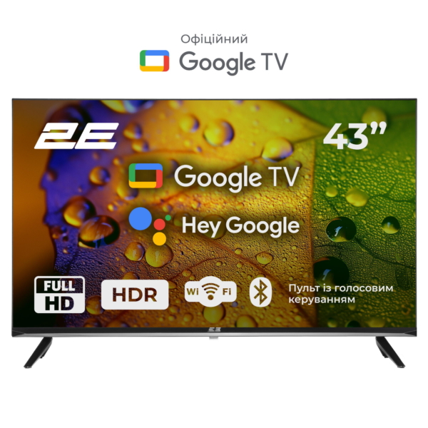 Телевізор 43″ 2E LED FHD 60Hz Smart Google TV Black