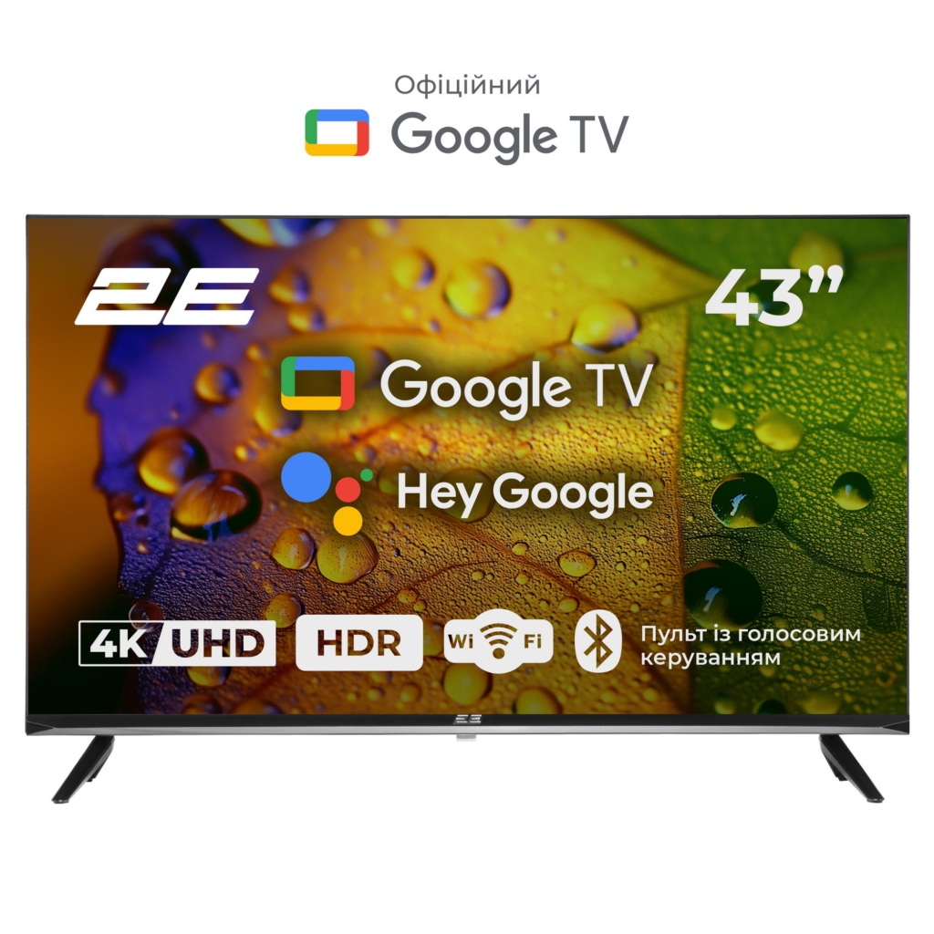 Телевизор 43″ 2E LED 4K 60Hz Smart Google TV Black