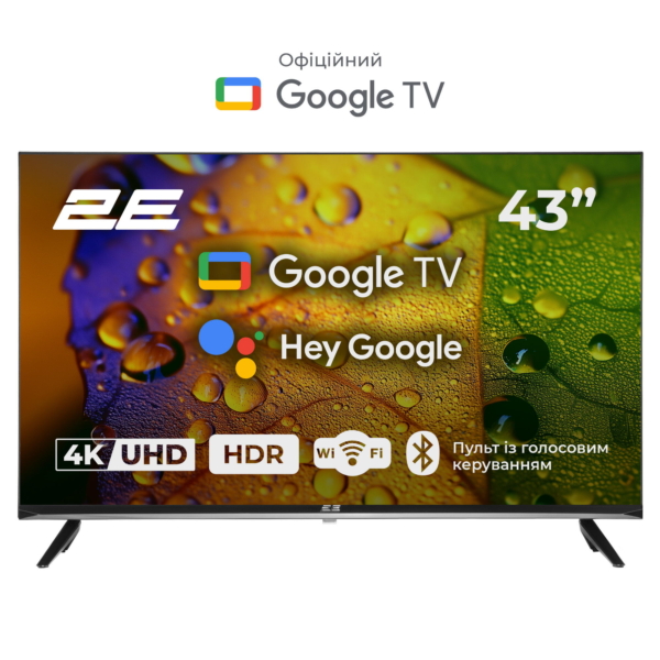 Телевізор 43″ 2E LED 4K 60Hz Smart Google TV Black