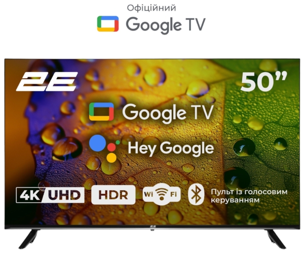 Телевізор 50″ 2E LED 4K 60Hz Smart Google TV Black
