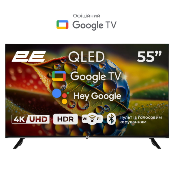 Телевизор 55″ 2E QLED 4K 60Hz Smart Google TV Black