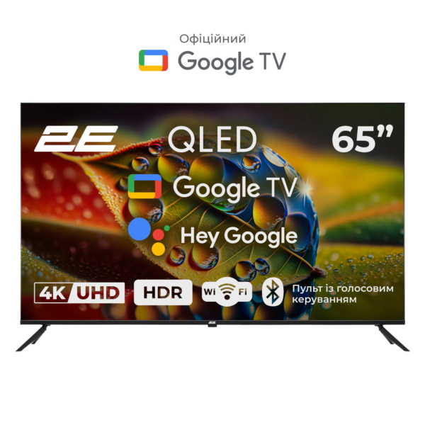 TV Set 65″ 2E QLED 4K 60Hz Smart Google TV Black