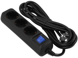 2E Power strip 3хType F, 3х1mm2, 10A, 10m, black