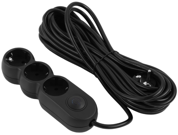 Удлинитель сетевой 2E Plus 3хТип F, 3х1мм кв, 10A, 10м, чёрный